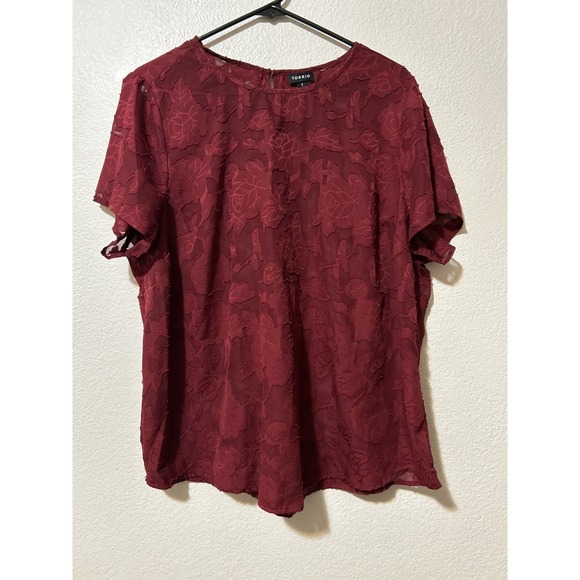 torrid Tops - Torrid Abbey Chiffon Clip Floral Red Top Plus Size 1X Sheer Christmas Layering